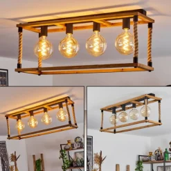 Lampes Industrielles-hofstein Plafonnier Lautremen Brun, Écru, Noir, 4 lumières