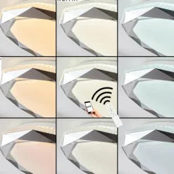 hofstein Plafonnier Lisei LED Blanc, 1 lumière, Télécommandes, Changeur de couleurs