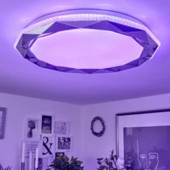 hofstein Plafonnier Lisei LED Blanc, 1 lumière, Télécommandes, Changeur de couleurs