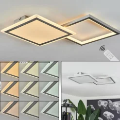 hofstein Plafonnier Longos LED Aluminium, 1 lumière, Télécommandes