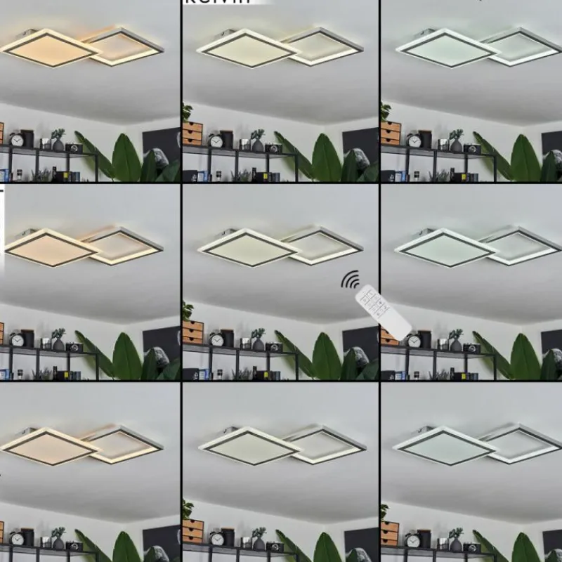 hofstein Plafonnier Longos LED Aluminium, 1 lumière, Télécommandes