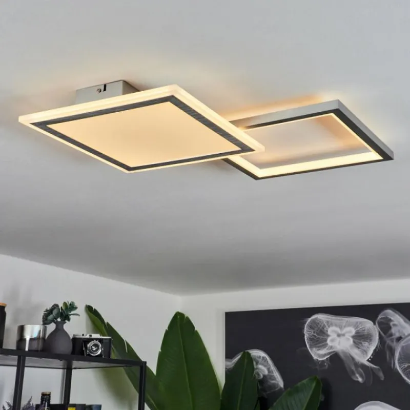 hofstein Plafonnier Longos LED Aluminium, 1 lumière, Télécommandes