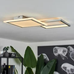 hofstein Plafonnier Longos LED Aluminium, 1 lumière, Télécommandes