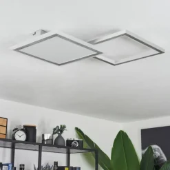 hofstein Plafonnier Longos LED Aluminium, 1 lumière, Télécommandes