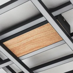 Lampes En Bois-hofstein Plafonnier Longos LED Brun, Couleur bois, Noir, 1 lumière