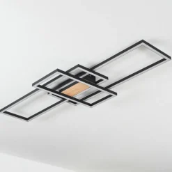 Lampes En Bois-hofstein Plafonnier Longos LED Brun, Couleur bois, Noir, 1 lumière