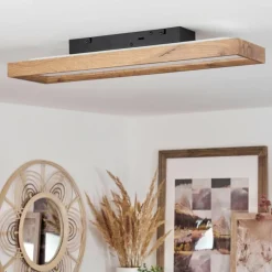 Luminaires Scandinaves-hofstein Plafonnier Longvic LED Brun, Couleur bois, Noir, 1 lumière