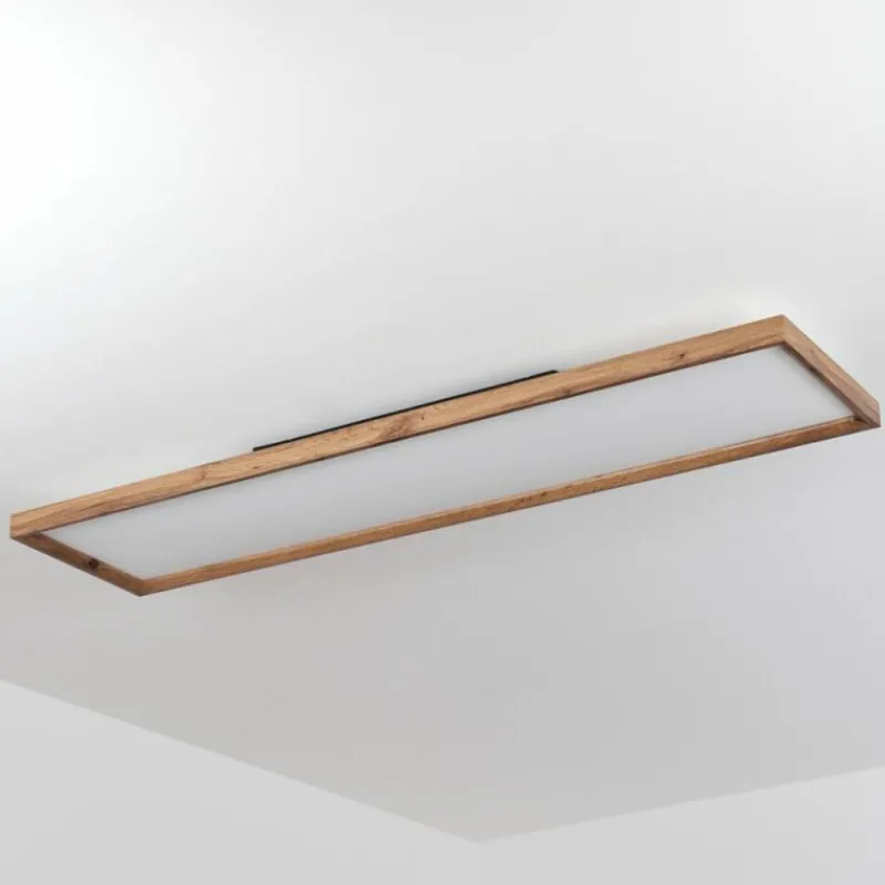 Luminaires Scandinaves-hofstein Plafonnier Longvic LED Brun, Couleur bois, Noir, 1 lumière