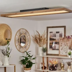 Luminaires Scandinaves-hofstein Plafonnier Longvic LED Brun, Couleur bois, Noir, 1 lumière