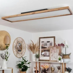 Luminaires Scandinaves-hofstein Plafonnier Longvic LED Brun, Couleur bois, Noir, 1 lumière