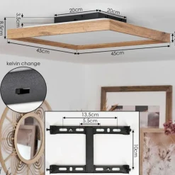 Luminaires Scandinaves-hofstein Plafonnier Longvic LED Brun, Couleur bois, Noir, 1 lumière