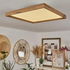 Luminaires Scandinaves-hofstein Plafonnier Longvic LED Brun, Couleur bois, Noir, 1 lumière