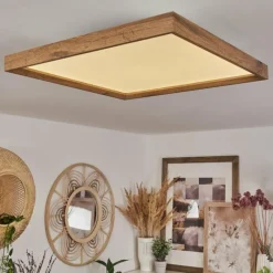 Luminaires Scandinaves-hofstein Plafonnier Longvic LED Brun, Couleur bois, Noir, 1 lumière