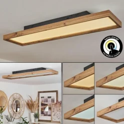 Luminaires Scandinaves-hofstein Plafonnier Longvic LED Brun, Couleur bois, Noir, 1 lumière