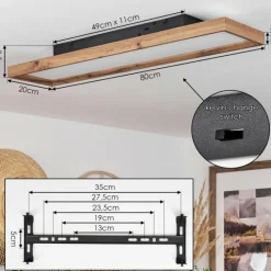 Luminaires Scandinaves-hofstein Plafonnier Longvic LED Brun, Couleur bois, Noir, 1 lumière