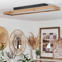 Luminaires Scandinaves-hofstein Plafonnier Longvic LED Brun, Couleur bois, Noir, 1 lumière