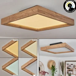 Luminaires Scandinaves-hofstein Plafonnier Longvic LED Brun, Couleur bois, Noir, 1 lumière