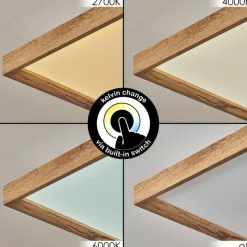 Luminaires Scandinaves-hofstein Plafonnier Longvic LED Brun, Couleur bois, Noir, 1 lumière