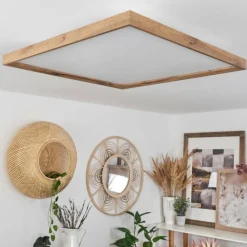 Luminaires Scandinaves-hofstein Plafonnier Longvic LED Brun, Couleur bois, Noir, 1 lumière