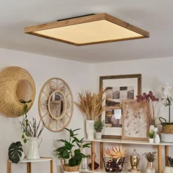 Luminaires Scandinaves-hofstein Plafonnier Longvic LED Brun, Couleur bois, Noir, 1 lumière