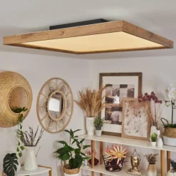 Luminaires Scandinaves-hofstein Plafonnier Longvic LED Brun, Couleur bois, Noir, 1 lumière