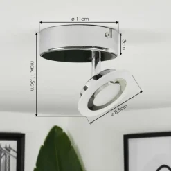 hofstein Plafonnier Lucy LED Chrome, 1 lumière, Télécommandes, Changeur de couleurs