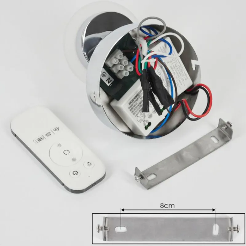 hofstein Plafonnier Lucy LED Chrome, 1 lumière, Télécommandes, Changeur de couleurs