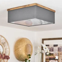 Lampes En Tissu-hofstein Plafonnier Lure Brun, Couleur bois, Noir, 3 lumières