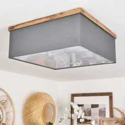 Lampes En Tissu-hofstein Plafonnier Lure Brun, Couleur bois, Noir, 3 lumières