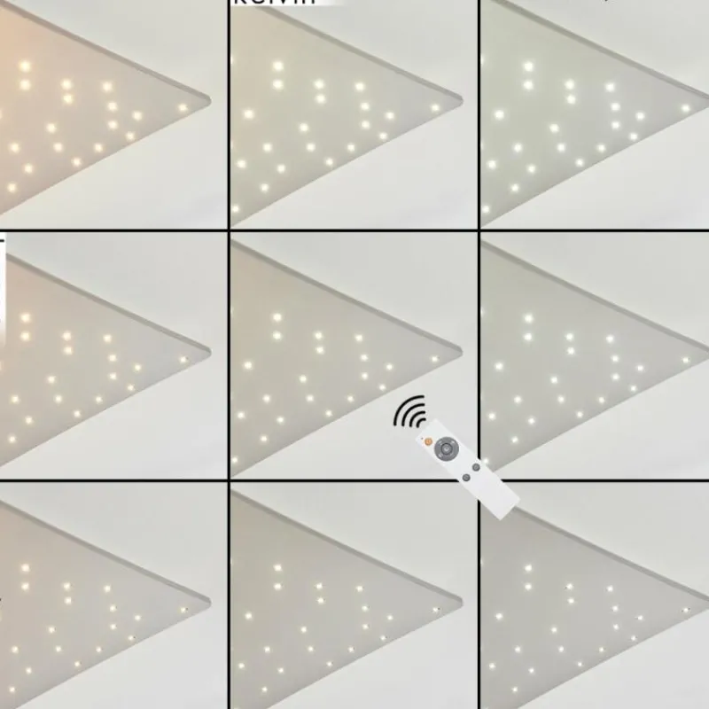 hofstein Plafonnier Madrier LED Nickel mat, Blanc, 1 lumière, Télécommandes