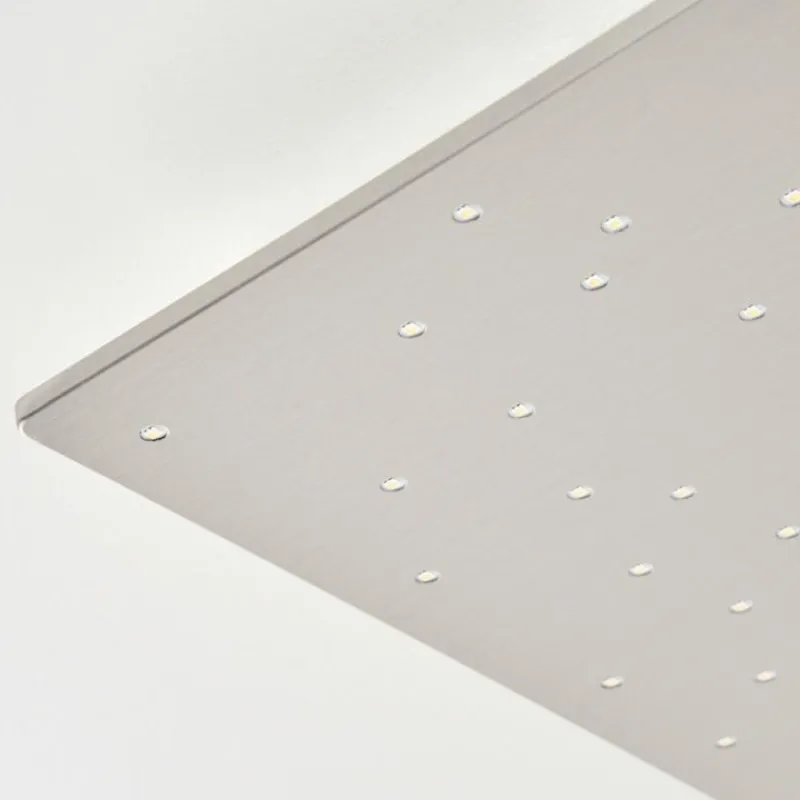 hofstein Plafonnier Madrier LED Nickel mat, Blanc, 1 lumière, Télécommandes