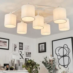 Lampes En Tissu-hofstein Plafonnier Marrancos Blanc, 7 lumières