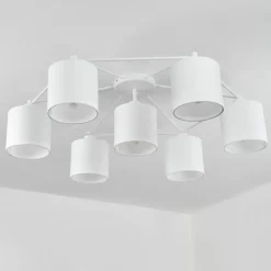 Lampes En Tissu-hofstein Plafonnier Marrancos Blanc, 7 lumières
