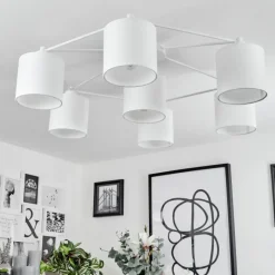 Lampes En Tissu-hofstein Plafonnier Marrancos Blanc, 7 lumières