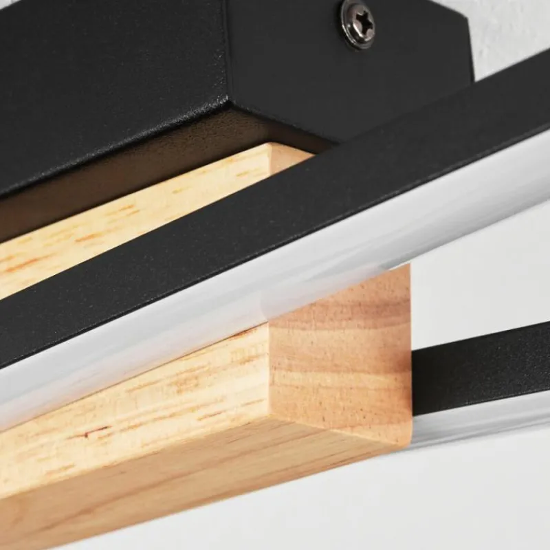 hofstein Plafonnier Meiral LED Bois clair, Noir, 2 lumières