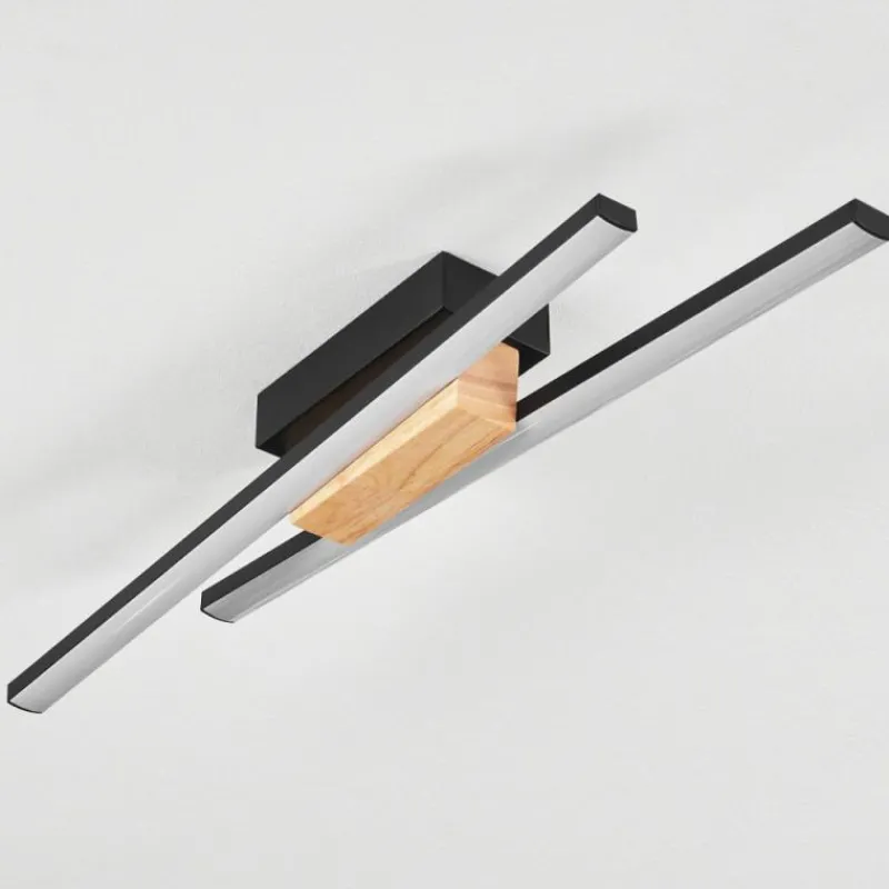 hofstein Plafonnier Meiral LED Bois clair, Noir, 2 lumières