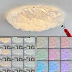 Lampes En Tissu-hofstein Plafonnier Messejana LED Blanc, 1 lumière, Télécommandes, Changeur de couleurs