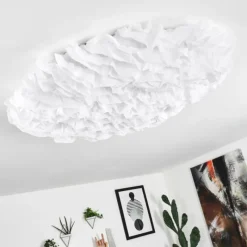 Lampes En Tissu-hofstein Plafonnier Messejana LED Blanc, 1 lumière, Télécommandes, Changeur de couleurs