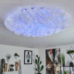 Lampes En Tissu-hofstein Plafonnier Messejana LED Blanc, 1 lumière, Télécommandes, Changeur de couleurs