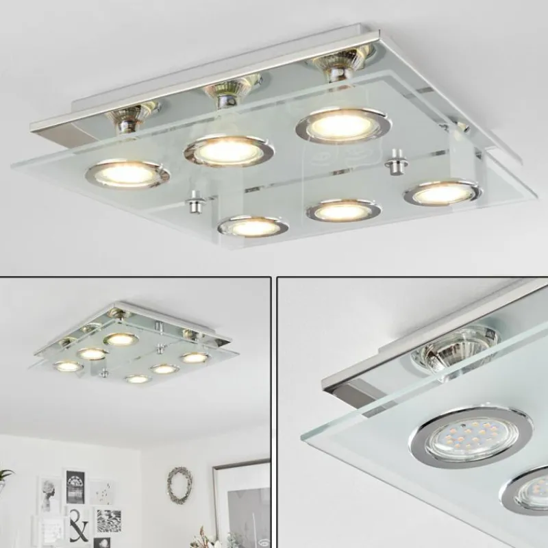 hofstein Plafonnier Mirandol LED Chrome, 6 lumières
