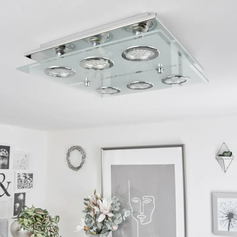 hofstein Plafonnier Mirandol LED Chrome, 6 lumières