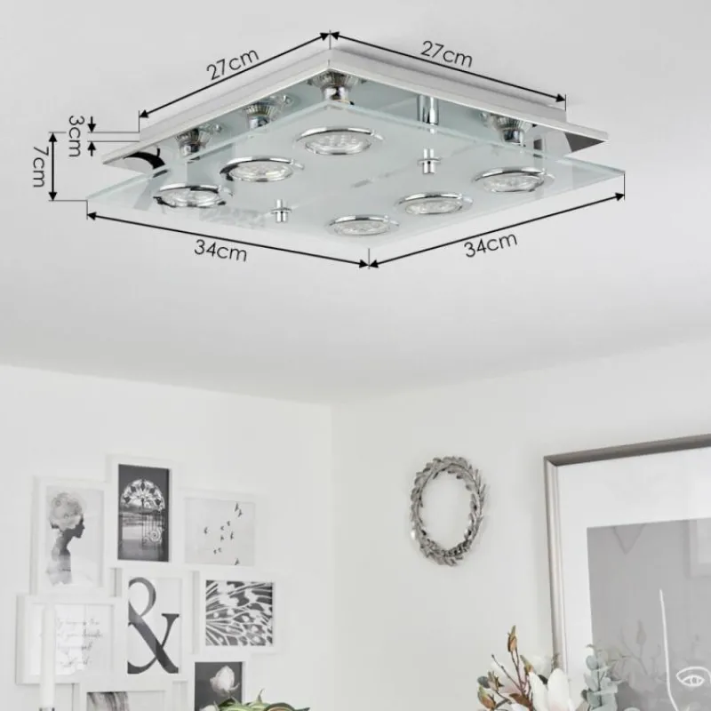 hofstein Plafonnier Mirandol LED Chrome, 6 lumières