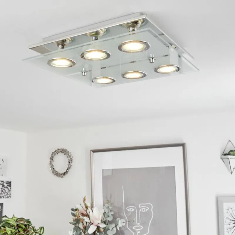 hofstein Plafonnier Mirandol LED Chrome, 6 lumières