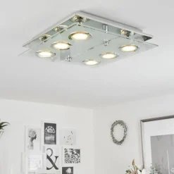 hofstein Plafonnier Mirandol LED Chrome, 6 lumières