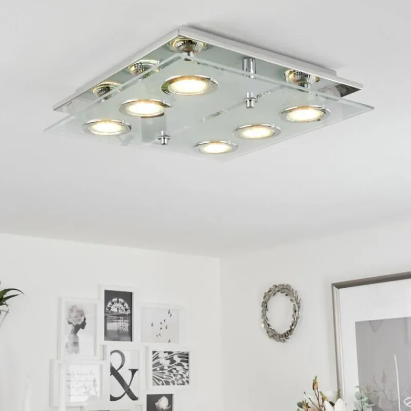 hofstein Plafonnier Mirandol LED Chrome, 6 lumières