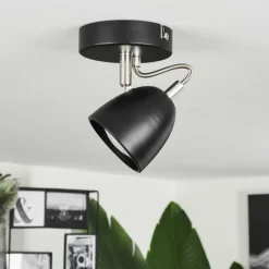 hofstein Plafonnier Moesdorf Nickel mat, Noir, 1 lumière* Plafonniers