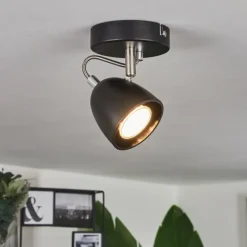 hofstein Plafonnier Moesdorf Nickel mat, Noir, 1 lumière* Plafonniers