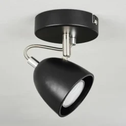 hofstein Plafonnier Moesdorf Nickel mat, Noir, 1 lumière* Plafonniers