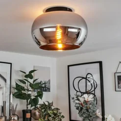 Suspension Verre Fumé-hofstein Plafonnier Molloy Chrome, Fumé, 1 lumière