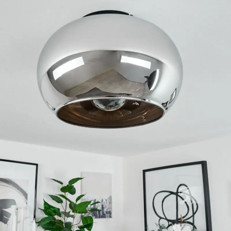 Suspension Verre Fumé-hofstein Plafonnier Molloy Chrome, Fumé, 1 lumière